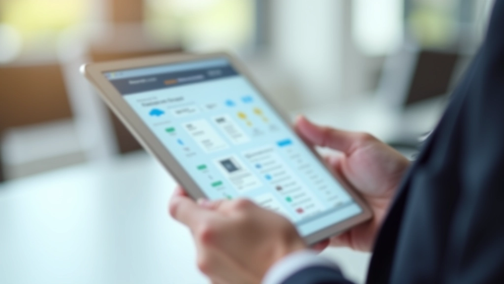 Close-up of receipt organized in digital folder on tablet screen with cloud sync indicator